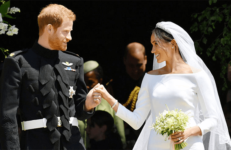 Prince Harry and Meghan Markle on their wedding